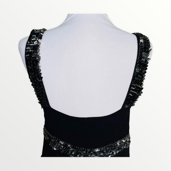 French Connection Black Fully Lined Buzzy Beaded Spaghetti Night Out Dress. NWT - Picture 7 of 10